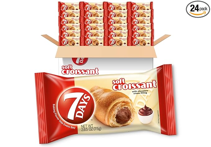 7Days Soft Croissant, Chocolate, Perfect Breakfast Pastry or Snack, Non-GMO 2.65 Ounce (Pack of 24)