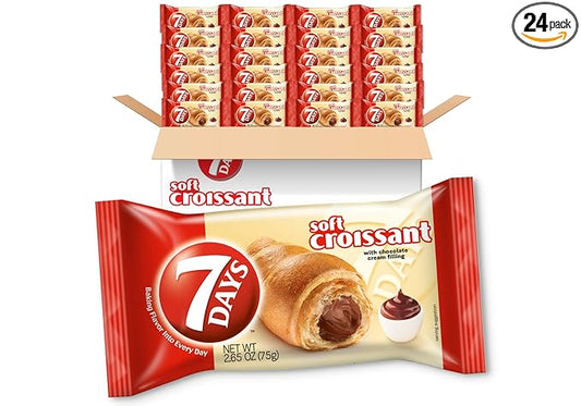 7Days Soft Croissant, Chocolate, Perfect Breakfast Pastry or Snack, Non-GMO 2.65 Ounce (Pack of 24)