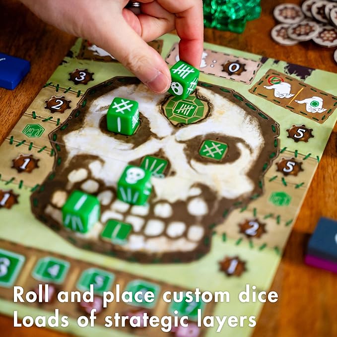 Emerald Skulls | Dice Game with Real-time Betting | Push Your Luck Strategy Board Game | Fast Action Casino-style Group Play | Family Game for 1-6 Players, Ages 14+, 30-45 Minutes