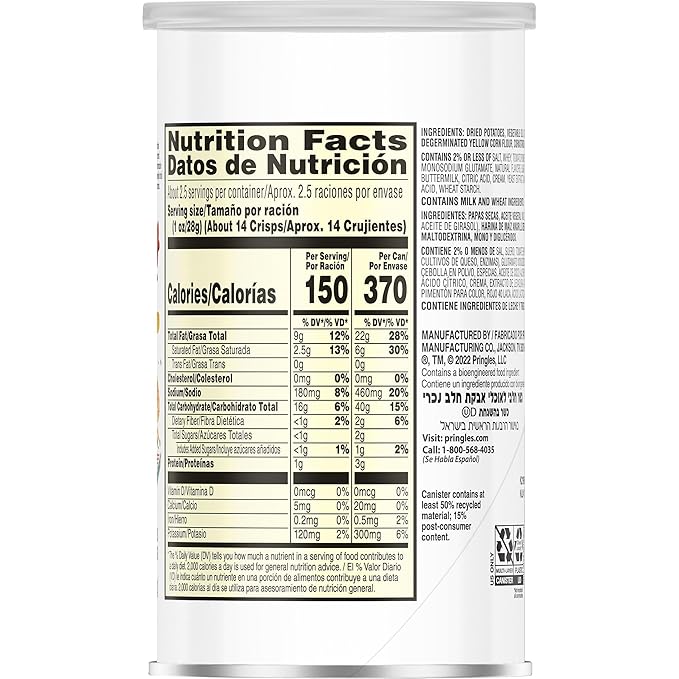 Pringles Potato Crisps Chips, Lunch Snacks, On-The-Go Snacks, Grab n' Go, Pizza (12 Cans)