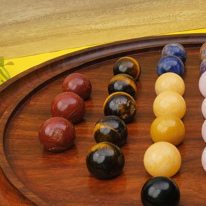 Rosewood Solitaire Board Game Set with 36 Natural Marbles - Authentic Handmade Solitaire Boards | for Adults on Any Occasion (16 inches)