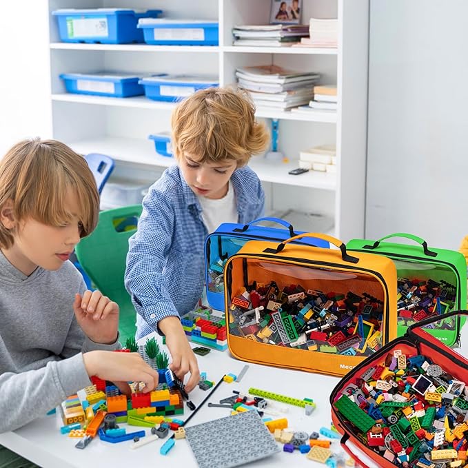 4 PCS Toys Storage Bag, Classic Bricks Building Set Storage Bag, Toy Organizer Bags for Building Toys, Puzzles, Small Large Size