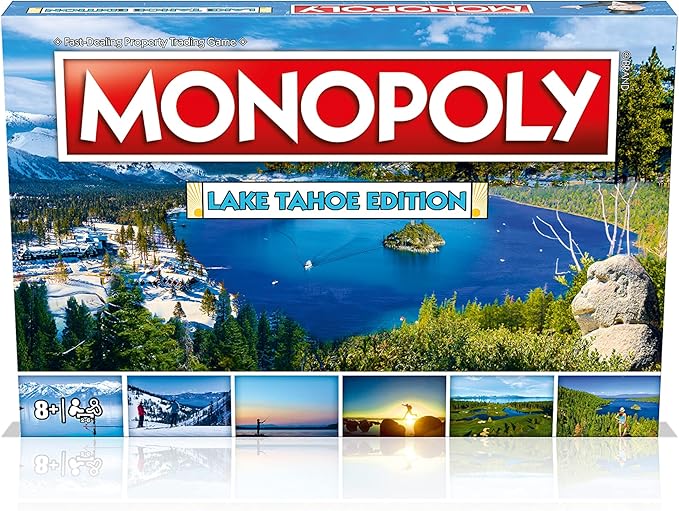 Monopoly Board Game - Lake Tahoe Edition: 2-6 Players Family Board Games for Kids and Adults, Board Games for Kids 8 and up, for Kids and Adults, Ideal for Game Night