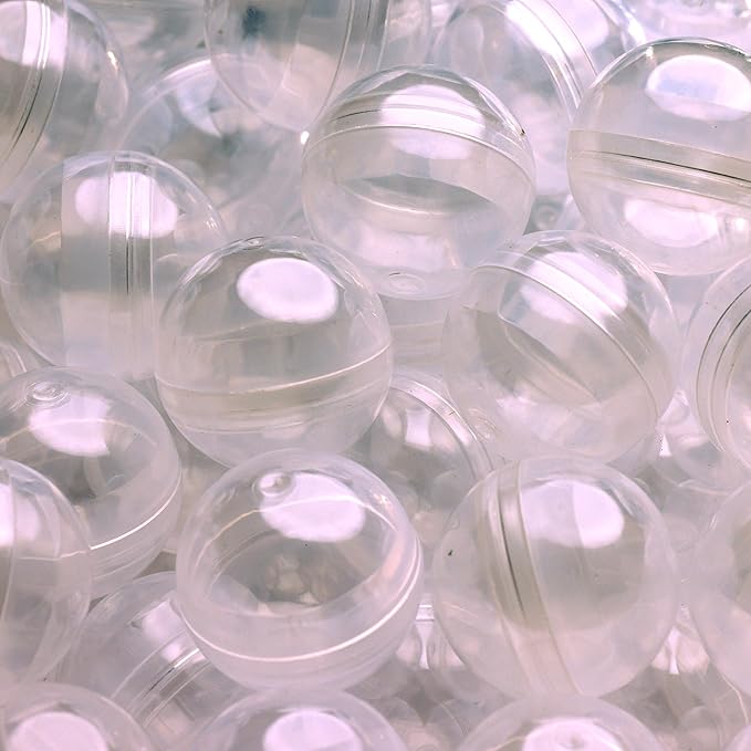 Capsule Vending Machine Round 50 pcs 1.1 inch - Gumball Machine Capsules Bulk Clear Container - Easter Basket Stuffers Birthday Gifts Pinata Stuffers DIY Craft Supplies - Clear Capsules Empty