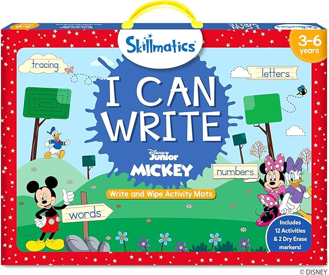 Skillmatics I Can Write Disney Junior Mickey Mouse - Reusable Preschool Learning Activities, Educational Toy and Game, Back to School Supplies, Gifts for Students, Kids, Toddlers Ages 3, 4, 5, 6