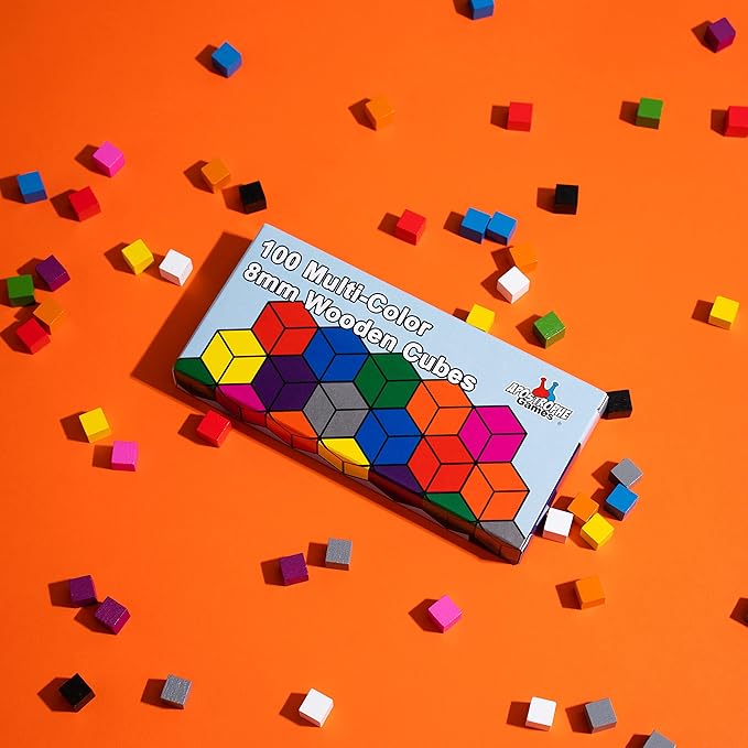 100 Wooden Cubes, Family Games Accessories – Multi-Color Board Game Tokens Ideal for Sorting, Counting, Classrooms, Replacement Pieces
