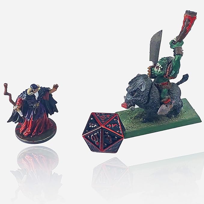 Metal Dice Set Collection for DND and All TRPG Games (Nightwatch, Red D20)