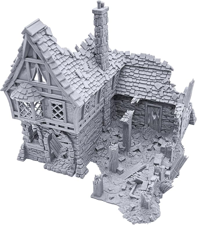 EnderToys Ruined Winterdale Tavern by Printable Scenery, 3D Printed Tabletop RPG Scenery and Wargame Terrain 28mm Miniatures