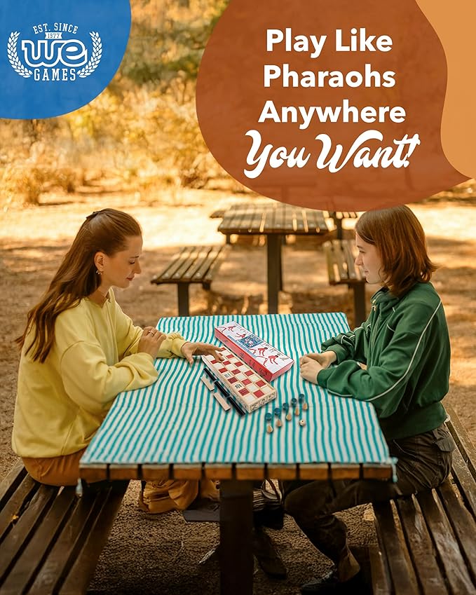 WE Games Senet Egyptian Board Game – Handcrafted Solid Wood Senet Set for Historical Education, Cultural Appreciation & Strategy – Ancient Game for Friends