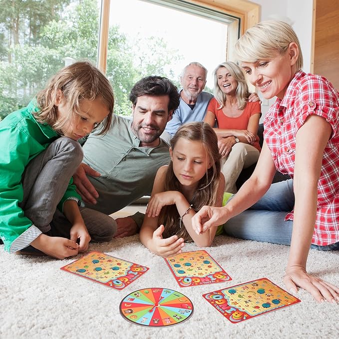 Family Bingo Game for Toddlers Ages 3+ | 4-in-1 Educational Bingo Set for Kids with Numbers, Sight Word, Letters & Animals | Family-Friendly Board Game for Learning & Fun | 2-4 Players