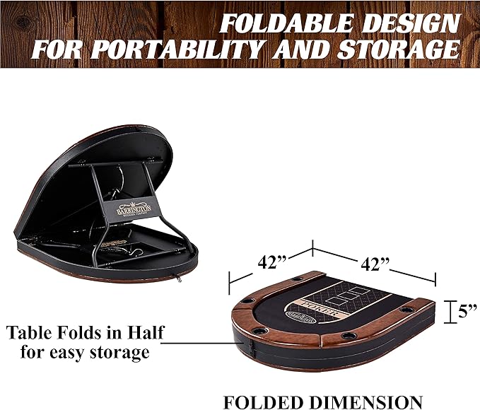 Barrington Poker Multiple Styles Folding Poker Table & Poker Table Top/Dining Table Collection, Durable Padded Rail Tables with Felt Playing Surface, Perfect for Texas Holdem Games