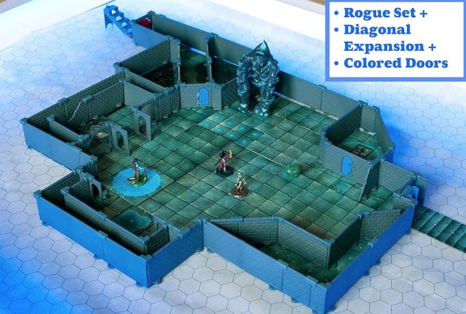 Rogue Dungeon Set - Mini Dungeon Castle Cavern DND Terrain for Tabletop RPGs, Dungeons & Dragons, Pathfinder, War Gaming, and More! by DCD (100+pcs, 3.5sqft, 16rooms)