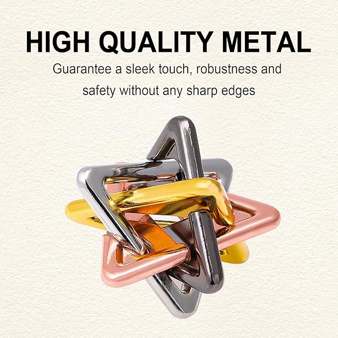 12 PCS Brain Teaser Puzzles Metal Puzzle Logic Metal Puzzle for Adult Lock Puzzles Gift for Adults Teenagers Kids