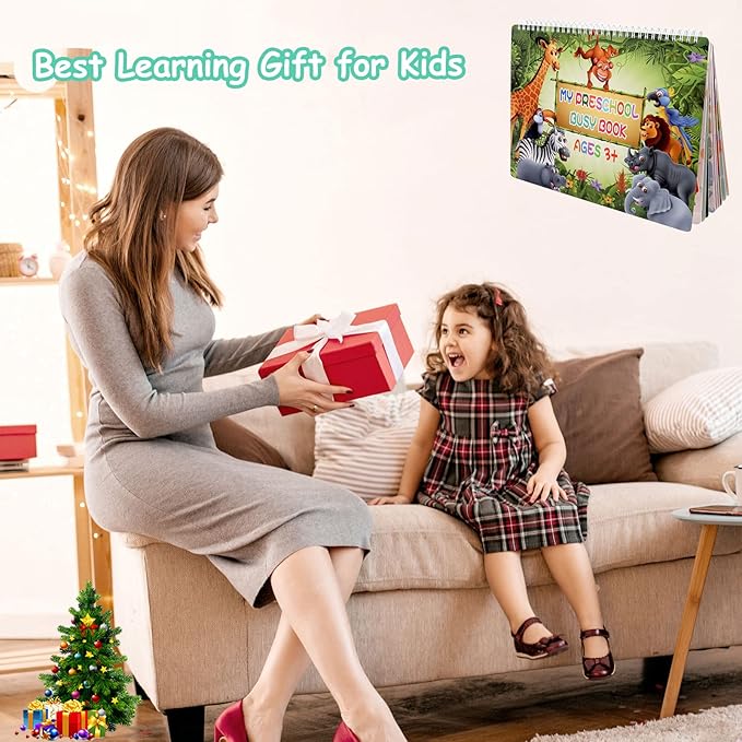 Preschool Montessori Toys Busy Book, 18 Themes Toddler Educational Learning Activities Book, Autism Sensory Toys with ABC Numbers Colors Shapes for Kids 3 4 5 Years Old