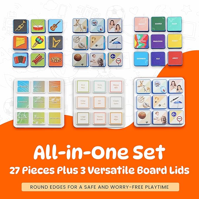 Edu&Kate’s Educational Learning Toys - Opposites - Montessori Speech Therapy Materials for Toddlers & Kids with Autism - 27 Pcs, 3 Boards + Activity Box - Early Skills Development - Stage 4