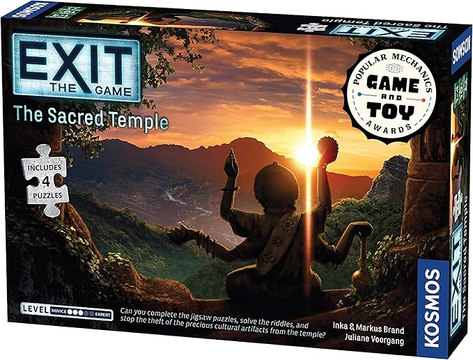 Exit: The Sacred Temple (with Jigsaw Puzzles) | Exit: The Game - A Kosmos Game | Family-Friendly, Jigsaw Puzzle-Based at-Home Escape Room Experience for 1 to 4 Players, Ages 10+