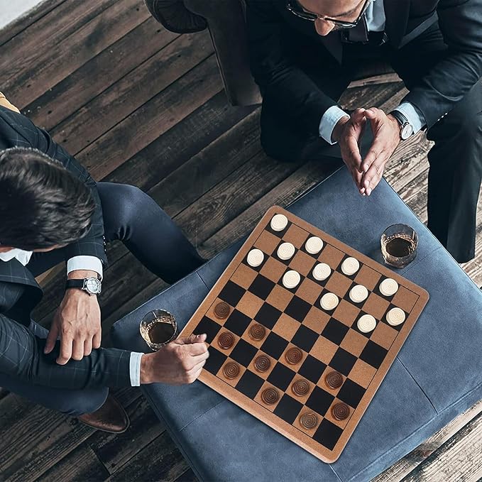 GOTHINK Wooden 2-in-1 Chess and Checker Board Game Set, Classic Game for Kids and Adults, 11 inches Chess Board Set, Perfect for Travel and Family Fun