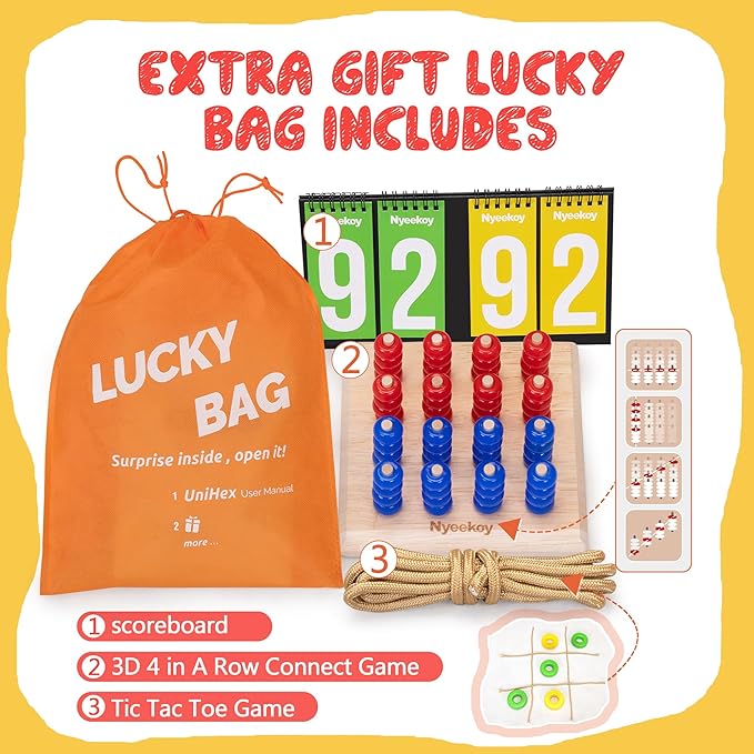 Unihex 3.6FT Tall Oversized Jumbo 4-to-Score Giant Game Set for Kids Adult Family Party Fun,4 in A Row Connect Game for Indoor Outdoor Backyard (Red)