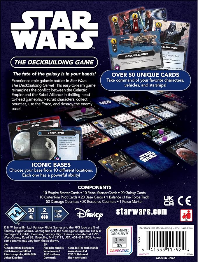 Fantasy Flight Games Star Wars The DeckBuilding Game | Strategy Card Game | Head-to-Head Tactical Battle Game for Adults & Kids | Ages 12+ | 2 Players | Average Playtime 30 Minutes (FFGSWG01)