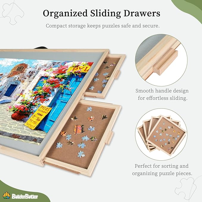 1500 Pieces 2-in-1 Tilting & Rotating Puzzle Board, Portable Puzzle Table with 4 Drawers Cover,34.25" x 25.2"