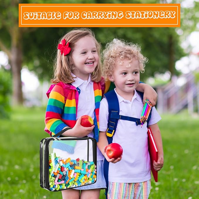 Sanwuta 6 Packs Toy Storage Bags, PVC Organizing Case Bags with Zipper, Waterproof Toy Container for Board Games, Building Blocks, Puzzles, Small Toys and Kids Books(Large, Small,Clear)