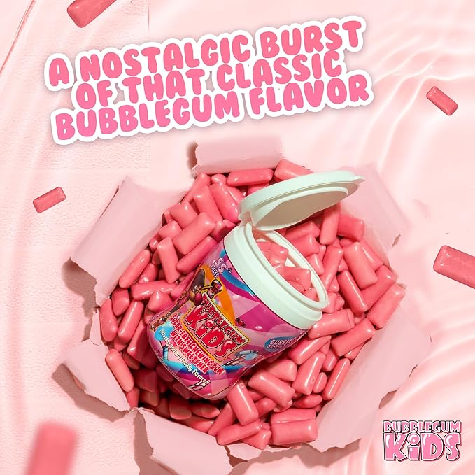 Bubblegum Kids Sugar-Free Gum - Classic Bubblegum Flavor Sugar Free - Bubble Gum for Kids and Adults Craving Nostalgia - Vegan and Kosher Friendly, Parent Approved - Pack of 6