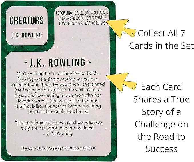 Better Me Famous Failures Card Game - Educational Game About Success and Resilience, Fun Family Activity for Game Night, Ideal for Teens