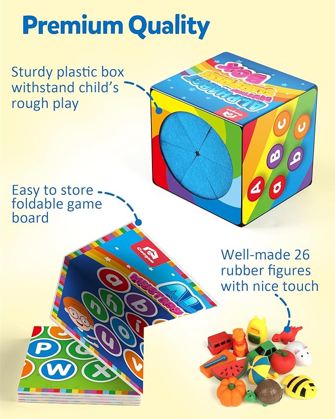 Coogam Mystery Surprise Box, Fine Motor Letter Matching and Sorting Game, 26pcs Alphabet Educational Montessori Learning Toy Gift for Preschool Kindergarten 3 4 5 Year Old