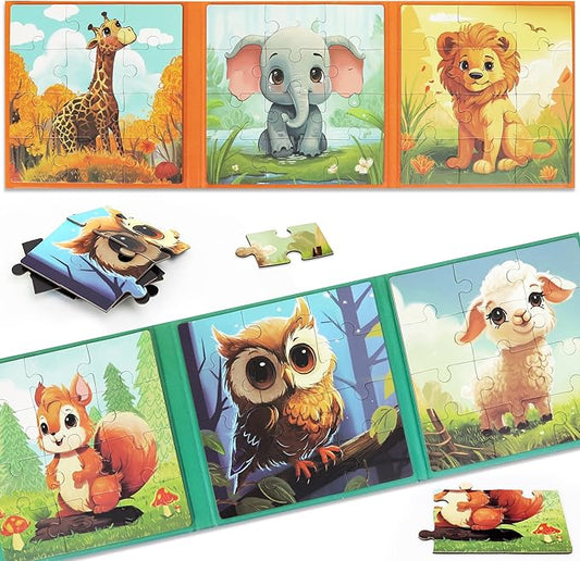 Puzzles for Kids Ages 3-5 72 Pieces Two-Book Travel Puzzles for Kids 4-6 Airplane Car Road Trip Activities Games Toys 3 4 5 6 7 8 Year Old Girls and Boys Gift