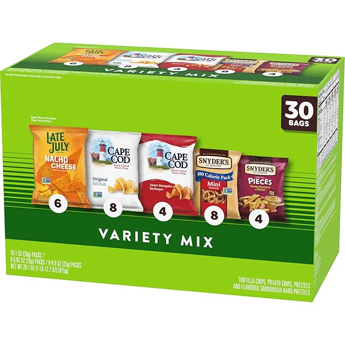 Snyder's of Hanover, Cape Cod and Late July Snacks Variety Pack, 30 Count Snack Bags