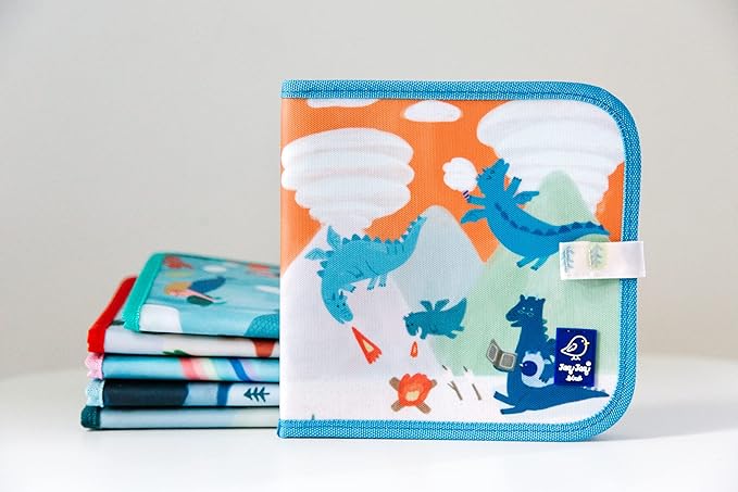 Jaq Jaq Bird Erasable Doodle Pad for Kids,Reusable Mess-Free Coloring and Toddlers Learning Toys-Chalkboard and Drawing Books-Includes 4 ButterSitx Chalks-Dragons