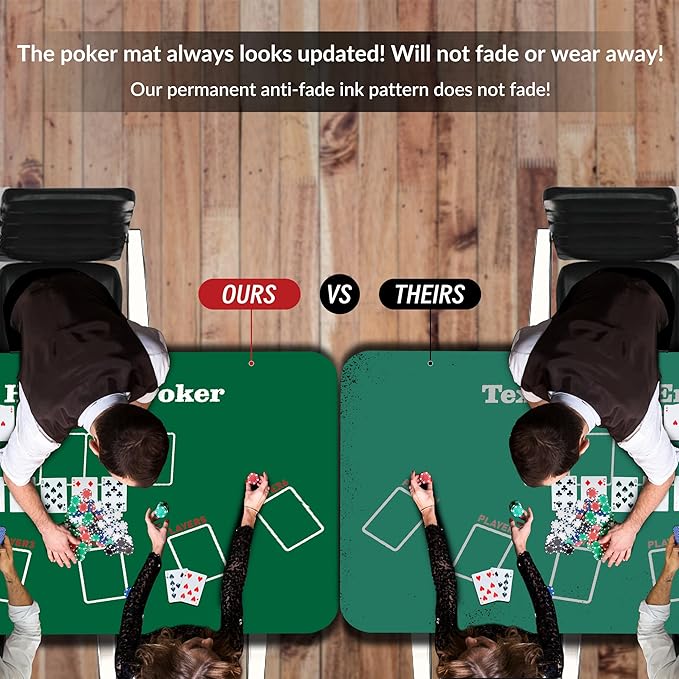 nuveti Poker Mat - 94 x47inch Non-Slip Poker Table Game Mat - Portable Rubber Waterproof Poker mat for Table 8-10 Player Card Game