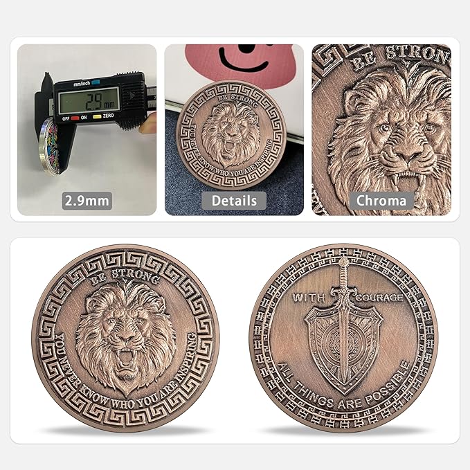 Lion Sword and Shield Challenge Coin - Inspirational Collectible, High Relief Design, Symbol of Courage and Strength, Medieval Style Classic Amulet(Pack of 10)