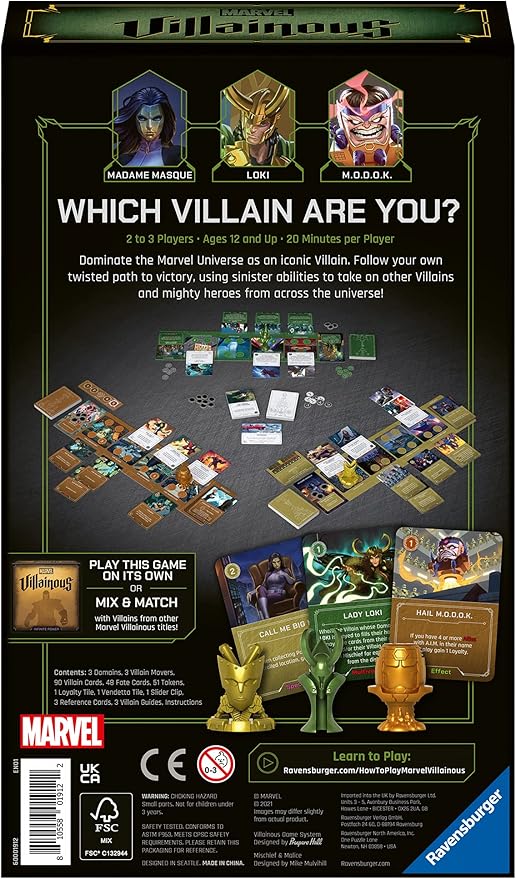Ravensburger Marvel Villainous Mischief & Malice - Immersive Strategy Board Game for Adults and Kids Age 12 Years Up - 2 to 3 Players - Can Be Played As Stand-Alone or Expansion