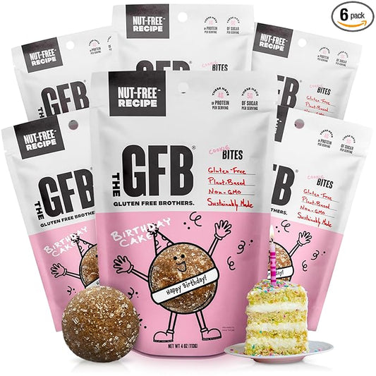 The GFB Birthday Cake Cookie Protein Bites - Allergen Friendly & Nut Free - Gluten Free, Plant Based, Non GMO, Sustainably Made – Ridiculously Tasty, Healthy, Protein Energy Balls, 4 oz (6 Count)