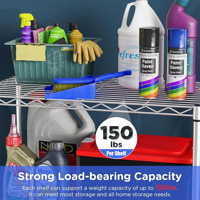 FDW 3-Shelf Adjustable,Storage Shelves Wire Shelving Shelving Unit Metal Shelves Storage Shelf,13" D x 23" W x 30" H,Chrome