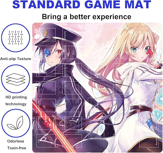 Card Rubber Mat - 2 Player, Square playmat for Gamer 60x60cm/23.6x23.6inch