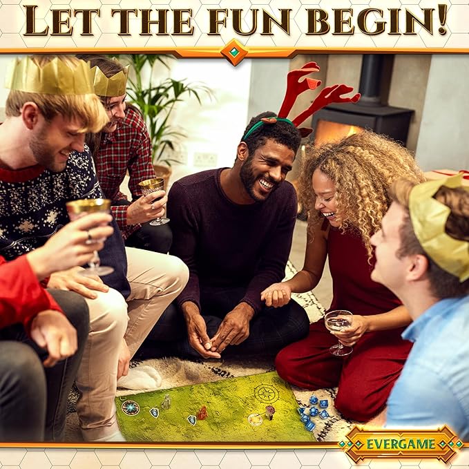 10 DND Game Mats and a lot More - Includes 6 Dungeons & Dragons Board Game Battle Maps (1" Hex Grid), Huge Size 22x26-4 3D Battle Arenas, 140+ Reusable Stickers, 4 Markers & Eraser, by EverGame