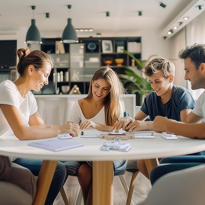 Mexican Train Dominoes Accessories - 1 Wooden Mexican Train Hub, 9 Colorful Metal Mexican Train Markers, 2 * 50-Sheet Mexican Train Score Pads for Mexican Dominoes Train Game Set