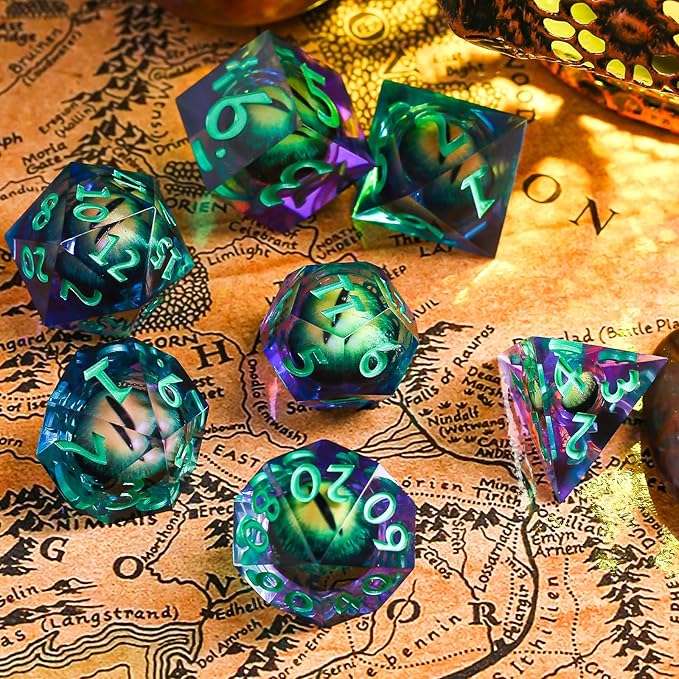 D&D Dice Set,Liquid Core Dragon Eye Dice,DND Polyhedral Dice for Dungeons and Dragons,TTRPG
