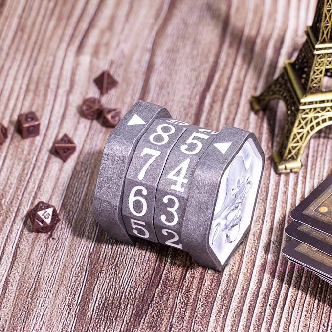 MTG Life Counter Wheel Metal Life Counter MTG Tracker, Mini Dice Set, Gift Box Packaging for Cards, MTGs Compatible Board Games, DND Game Accessories (Nickel_White)