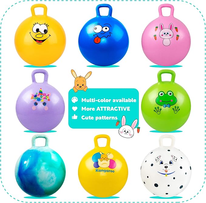 EVERICH TOY Hopper Ball, Clouds Hopping Toys for Kids, 18 Inch Bouncy Ball with Handle, Inflatable Bouncing Hoppity Hop Toys for Boys and Girls Gifts