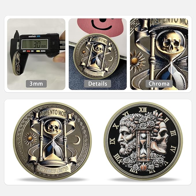 Memento Mori Coin Momento Mori Coin Skull Coin Stoic Gifts Memento Mori Calendar Living Memento Mori Amor Fati Coin (Memento Mori Coin - 4)