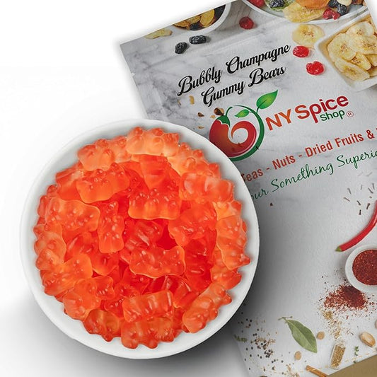 NY Spice Shop Bubbly Champagne Gummy Bears Bulk - 1 Pound Gummies Bears Candy - Gummies Fruit Snacks - Chewy Candy - Flavor Gummy Candies - Gummi Bear Gift For All Occasions