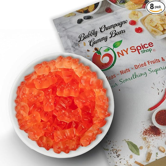 NY Spice Shop Bubbly Champagne Gummy Bears Bulk - 8 Ounce Gummies Bears Candy - Gummies Fruit Snacks - Chewy Candy - Flavor Gummy Candies - Gummi Bear Gift For All Occasions