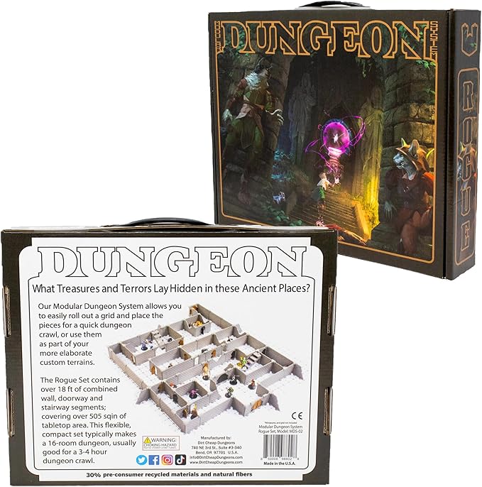 Rogue Dungeon Set - Mini Dungeon Castle Cavern DND Terrain for Tabletop RPGs, Dungeons & Dragons, Pathfinder, War Gaming, and More! by DCD (100+pcs, 3.5sqft, 16rooms)