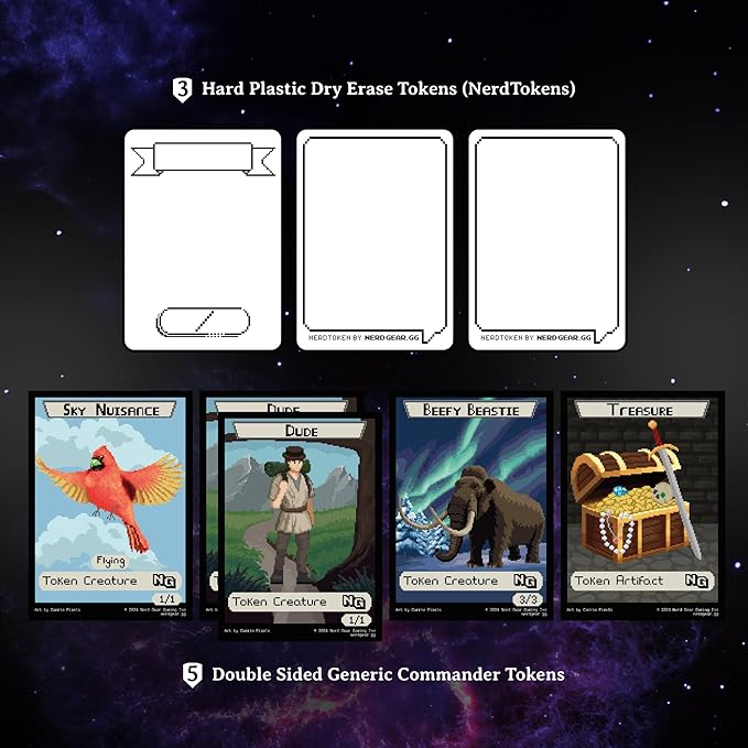 NERD GEAR Commander Essentials Kit - Ultimate Accessory for MTG Commander EDH - MTG Command Zone Tray - Health Counter - Spin Down Dice - Dry Erase Tokens (Mystic Purple)