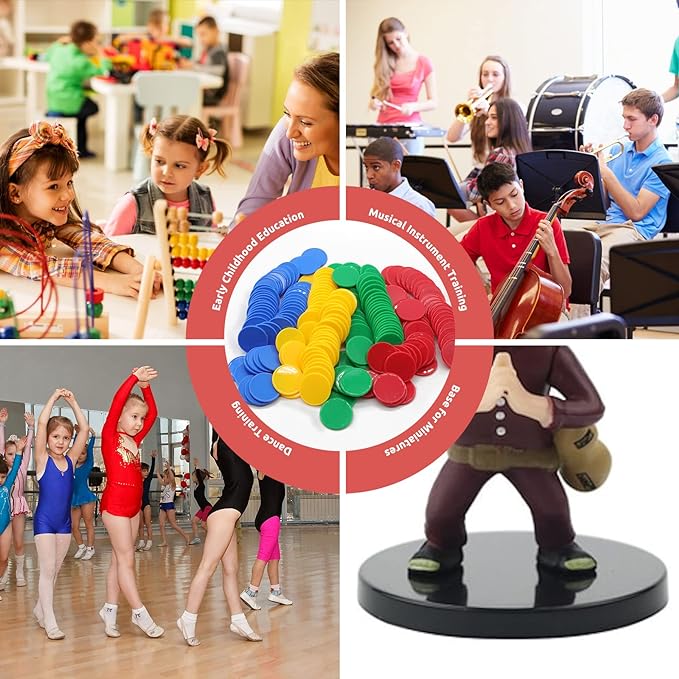 Set of 100 Opaque Plastic Learning Counters Mini Poker Chips Game Tokens with Storage Box (Red+Yellow+RoyalBlue+Green, 1.58 Inch)