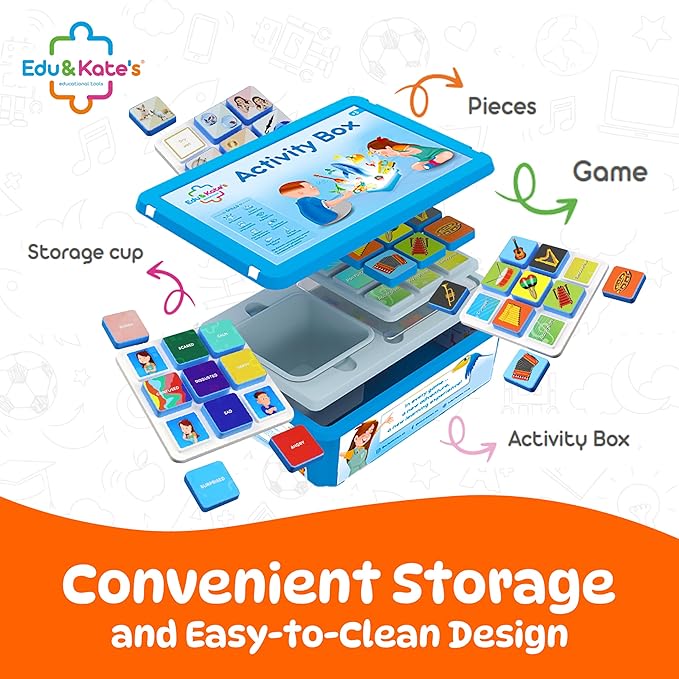 Edu&Kate’s Educational Learning Toys - Opposites - Montessori Speech Therapy Materials for Toddlers & Kids with Autism - 27 Pcs, 3 Boards + Activity Box - Early Skills Development - Stage 4