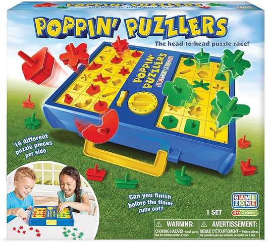 Game Zone Poppin' Puzzlers - Interactive Puzzle Game for 2 Players Ages 4+ - Helps Develop Problem-Solving Skills and Fine Motor Skills - Perfect for Game Nights with Family and Friends!
